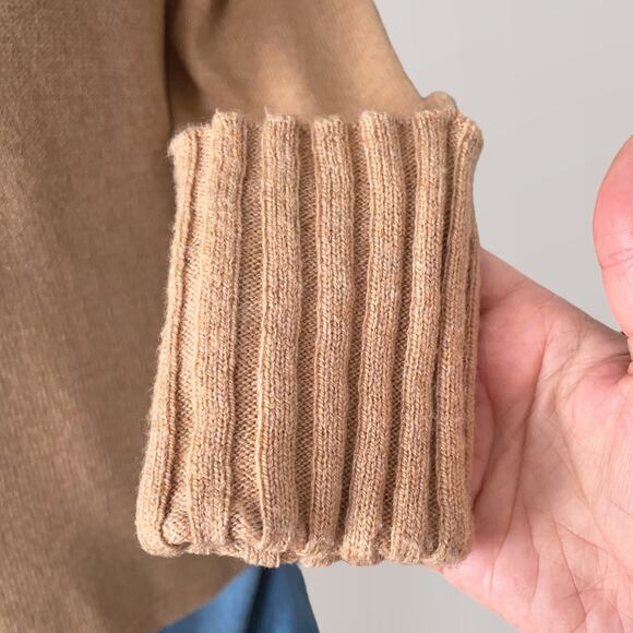 Patagonia Lambswool Scandi Cardigan Sweater L Camel Tan Fair Isle Nordic Boho - Picture 8 of 13